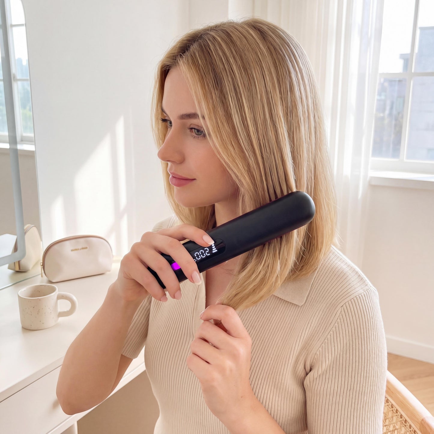 Sorevia Beauty™ Cordless Hair Straightening Brush – Smooth, Frizz-Free Hair in Minutes